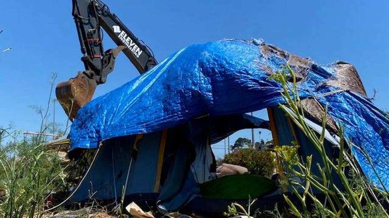 One man was arrested on Tuesday morning at Sausalito's Dunphy Park while crews came in to disassemble a tent encampment.