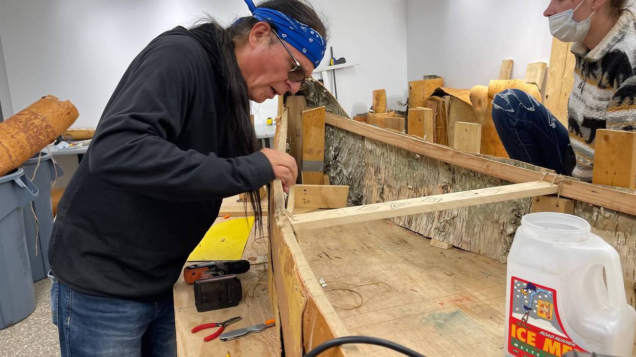 One of only a handful of Native birch bark canoe builders remaining in the U.S., Northwestern University artist-in-residence Wayne Valliere is sharing the traditional Native art, unchanged in three millennia, with a group of students on the Evanston campus.