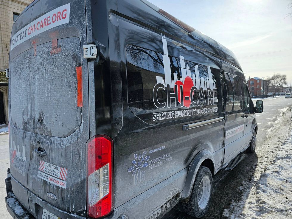 One of several Chi-Care vans that volunteers used to deliver hot meals to Chicagoans during this week