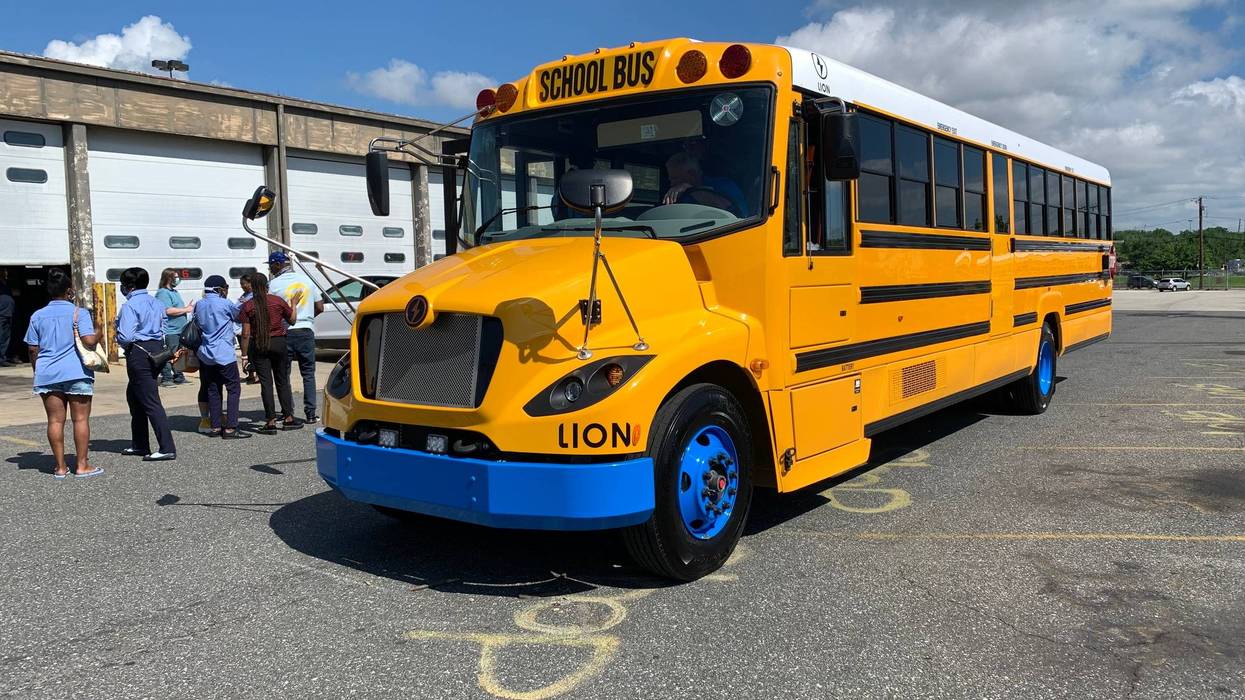 One of the new electric school buses to be used by the Philadelphia School District beginning in October.