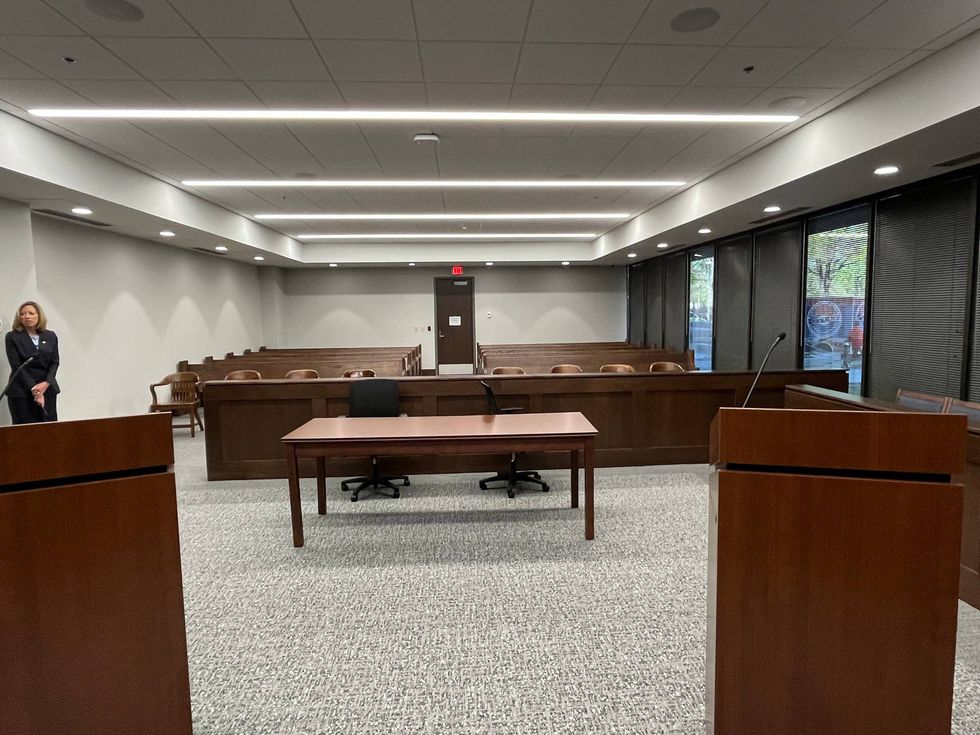 One of the new Greenville municipal court trial chambers