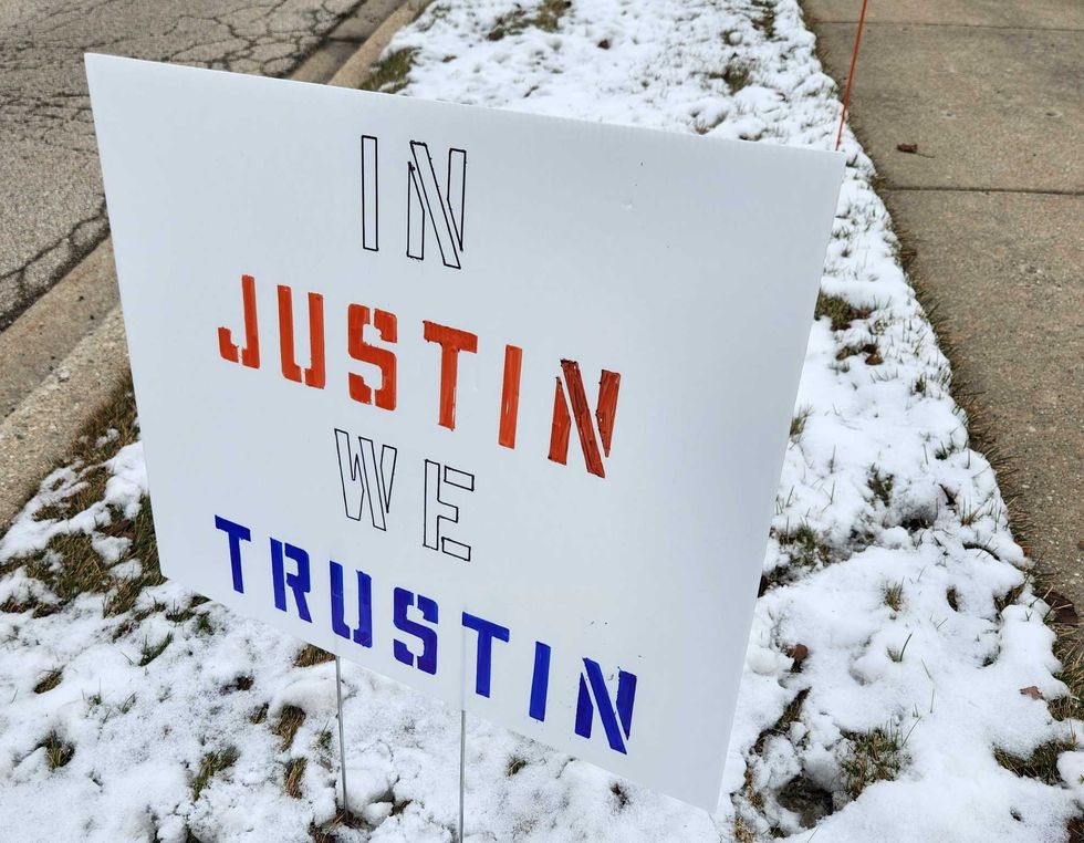 One of the signs that showed up outside of Halas Hall following the team