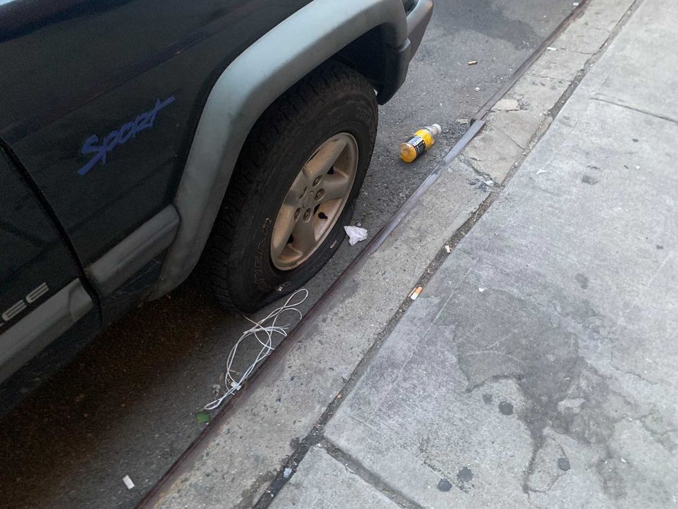 One of the tires slashed in Chelsea on Tuesday morning