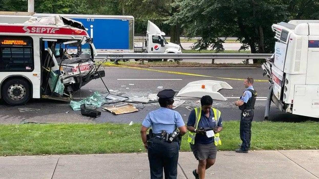 One person was killed and more than a dozen were injured Friday after a SEPTA bus rear-ended another on Roosevelt Boulevard, Philadelphia police said.