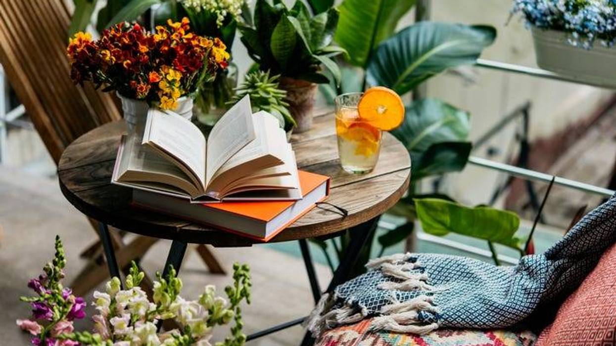 open book on a terrace
