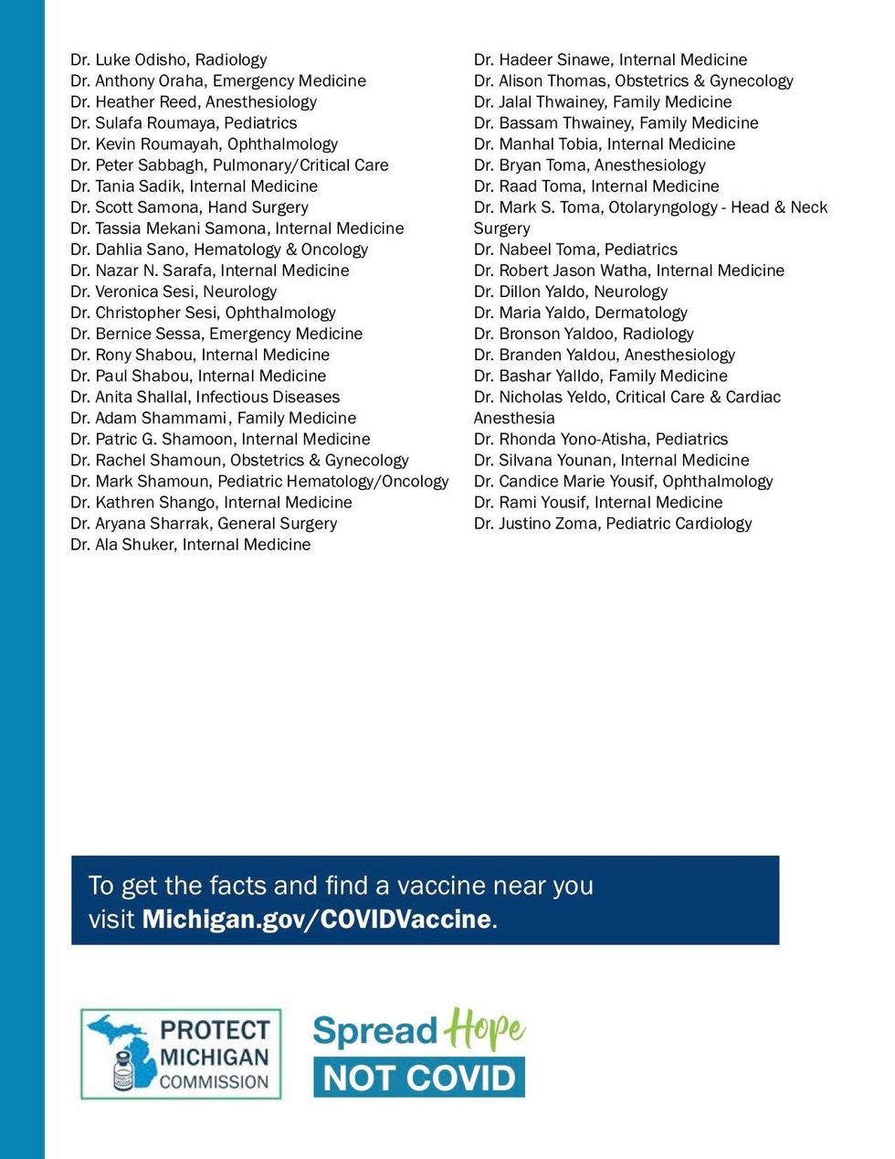 Open letter from Chaldean doctors in metro Detroit