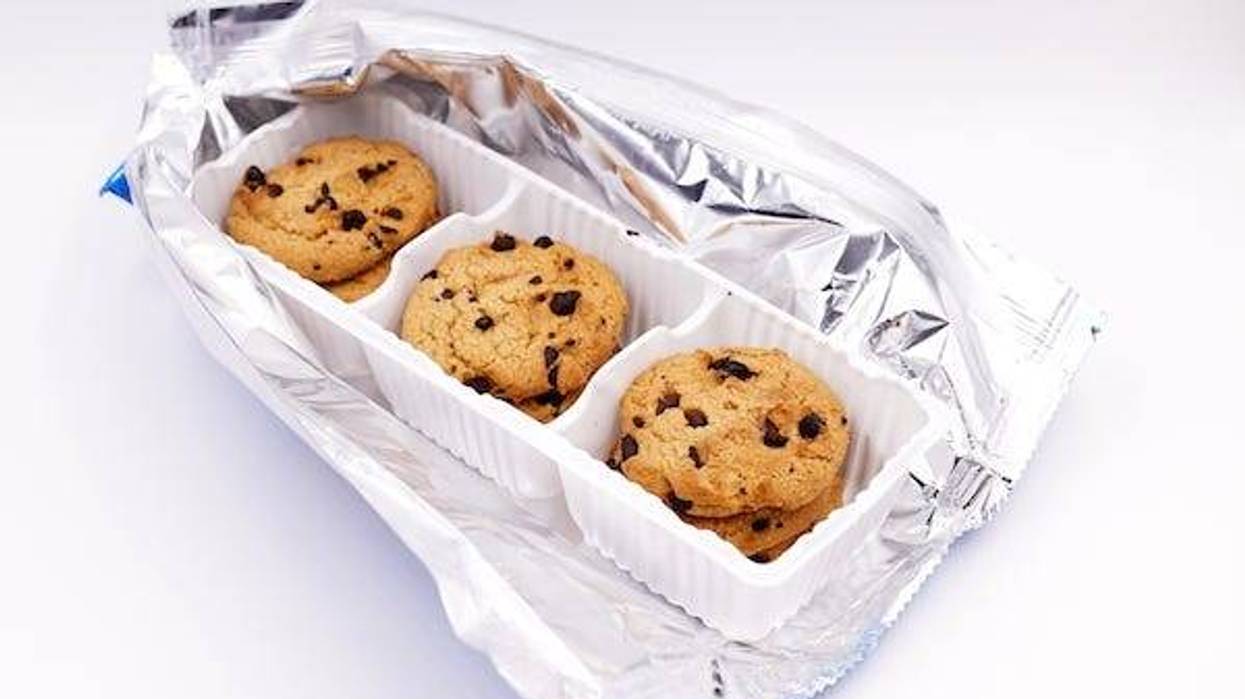 Open package of chocolate chip cookies