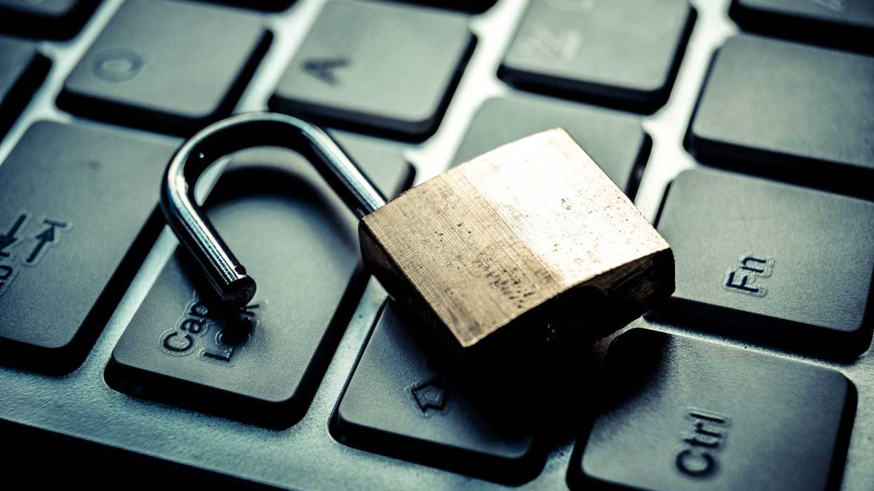 Open padlock on a computer.