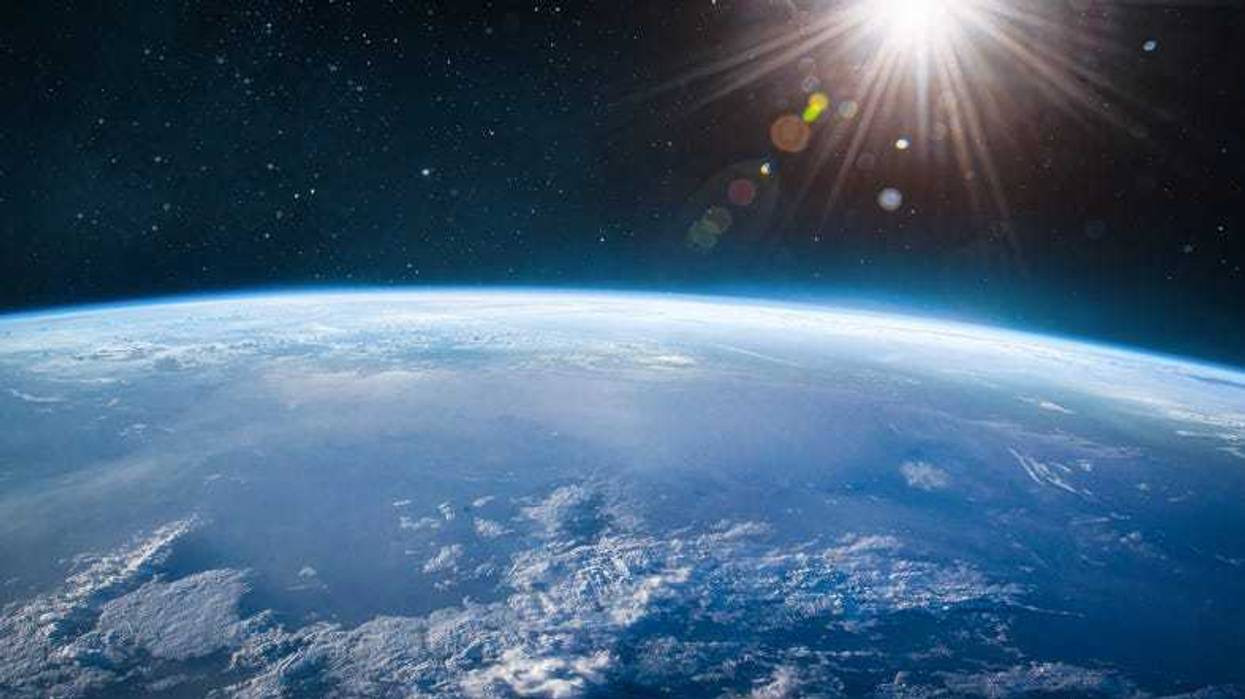 Orbit of planet in the space. Elements of this image furnished by NASA.