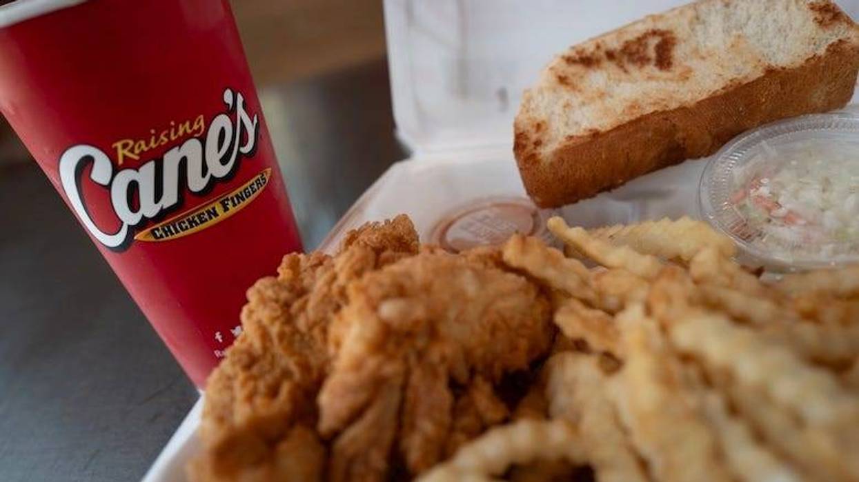 Order of tenders, fries, bread, and coleslaw from Raising Cane’s