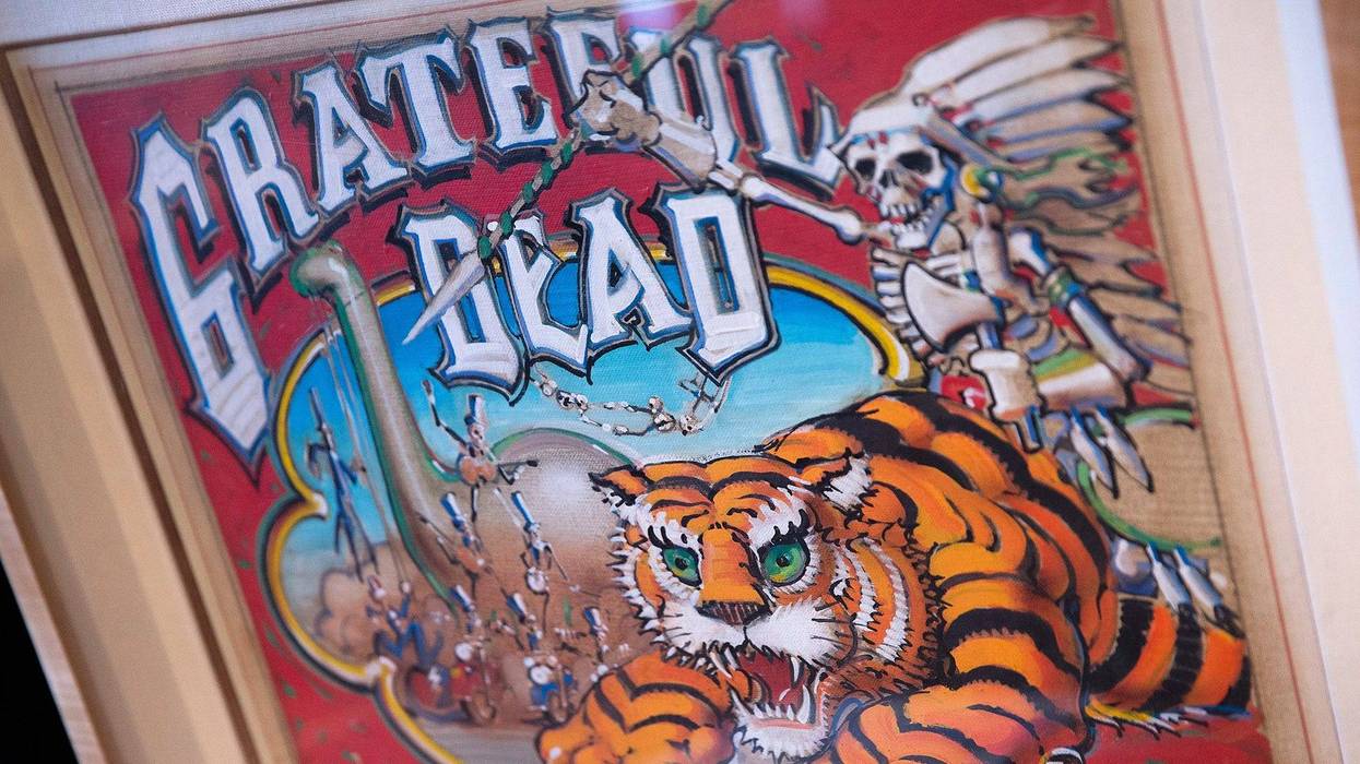Original Rick Griffin Leaping Tiger painting created for Grateful Dead 1990 European Tour prepared for auction on March 27, 2015