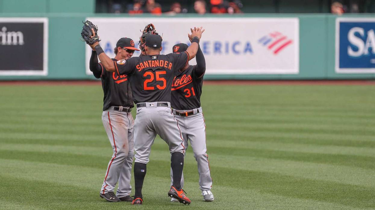 Orioles celebrate win at Fenway Park