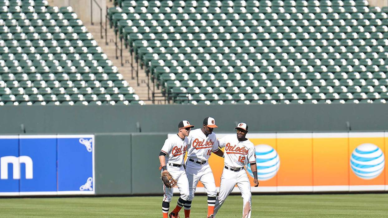 Orioles game with no fans in attendance - 2015