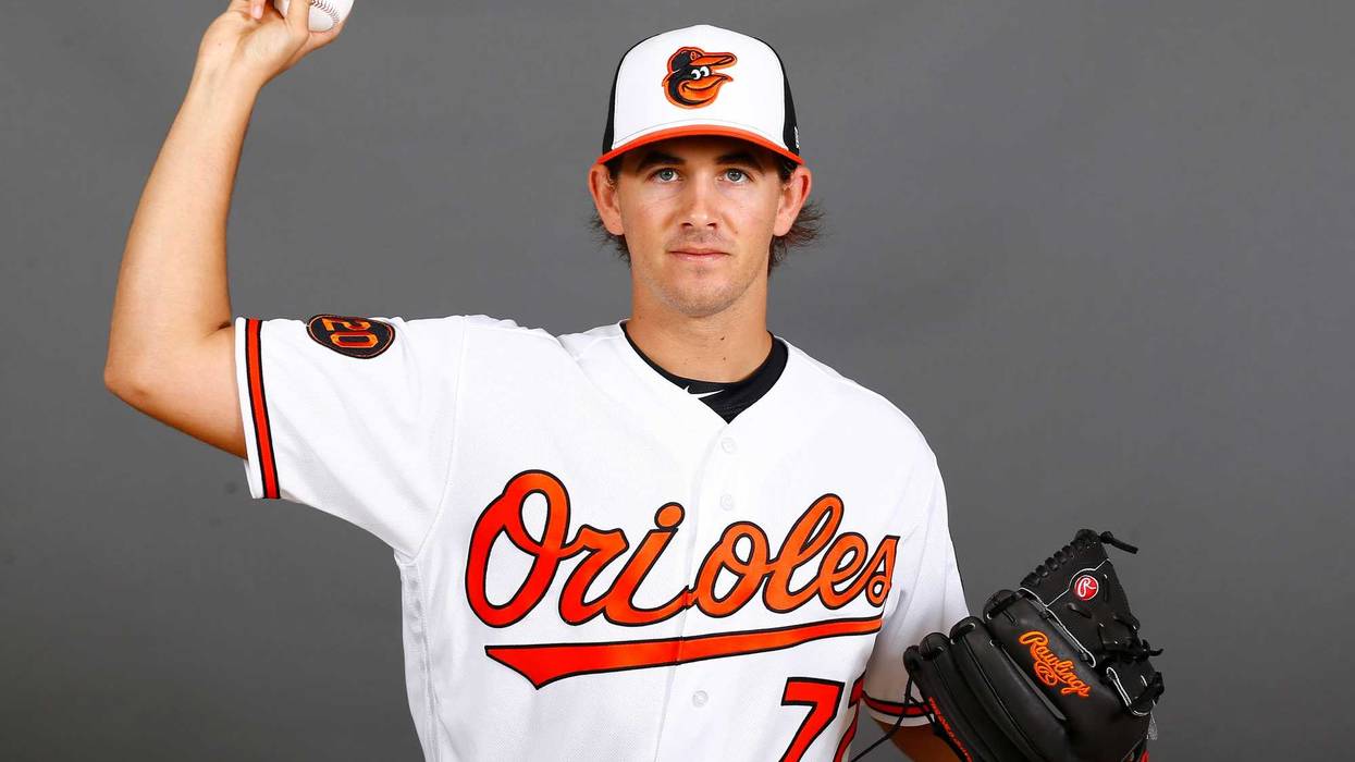 Orioles RHP Dean Kremer poses at Orioles Media Day