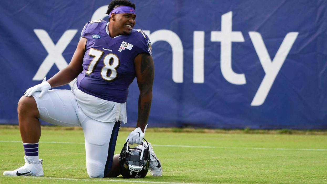 Orlando Brown Jr during Ravens Training Camp