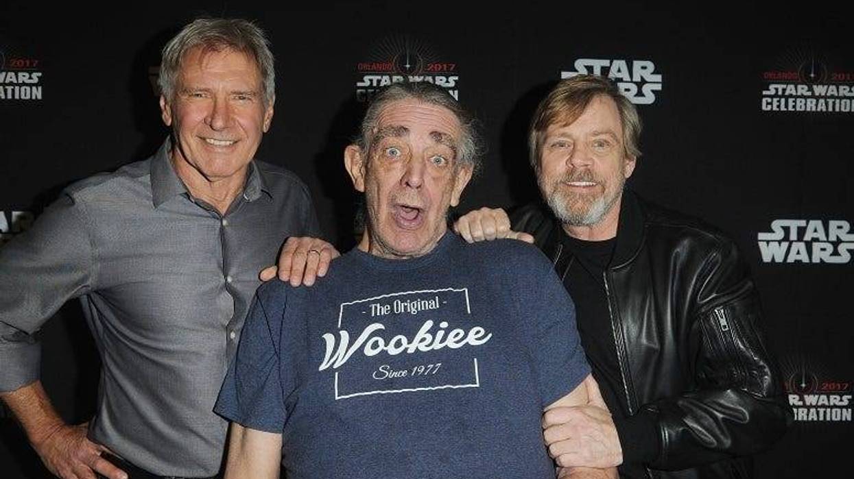 ORLANDO, FL - APRIL 13: Harrison Ford, Peter Mayhew and Mark Hamill attend the 40 Years of Star Wars panel during the 2017 Star Wars Celebrationat Orange County Convention Center on April 13, 2017 in Orlando, Florida