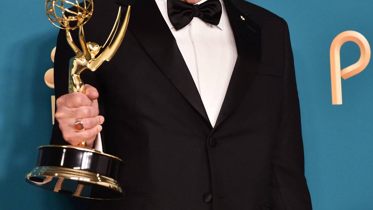 orne Michaels poses with the Emmy for outstanding variety sketch series in “Saturday Night Live” during the 74th Emmy Awards