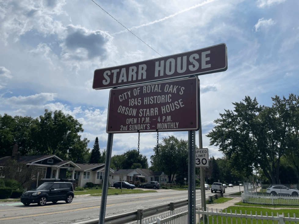 Orson Starr House sign on Main Street in Royal Oak, Mich.
