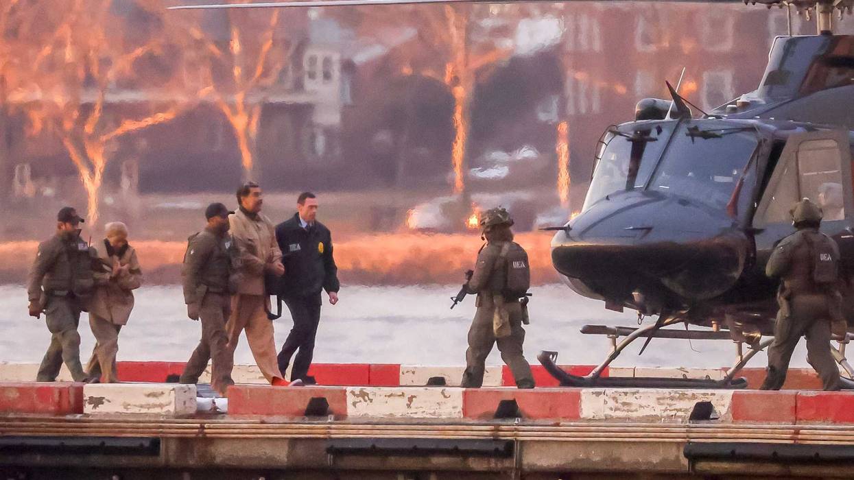 Ousted Venezuelan President Nicolas Maduro at the Wall Street Helipad ahead of his court appearance in New York on Jan. 5