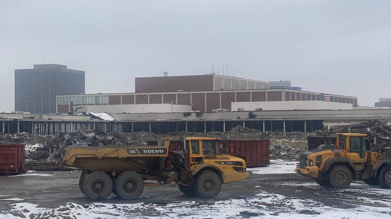 Out with the old, in with the new, as the old saying goes; trucks, trailers and bulldozers all showed up to the long-closed Northland Center in Southfield on Friday to make way for a new multi-million dollar development.