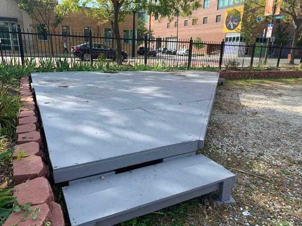 outdoor stage at magnet school