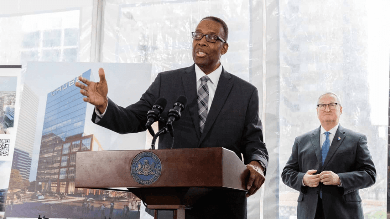 Outgoing City Council President Darrell Clarke and outgoing Mayor Jim Kenney