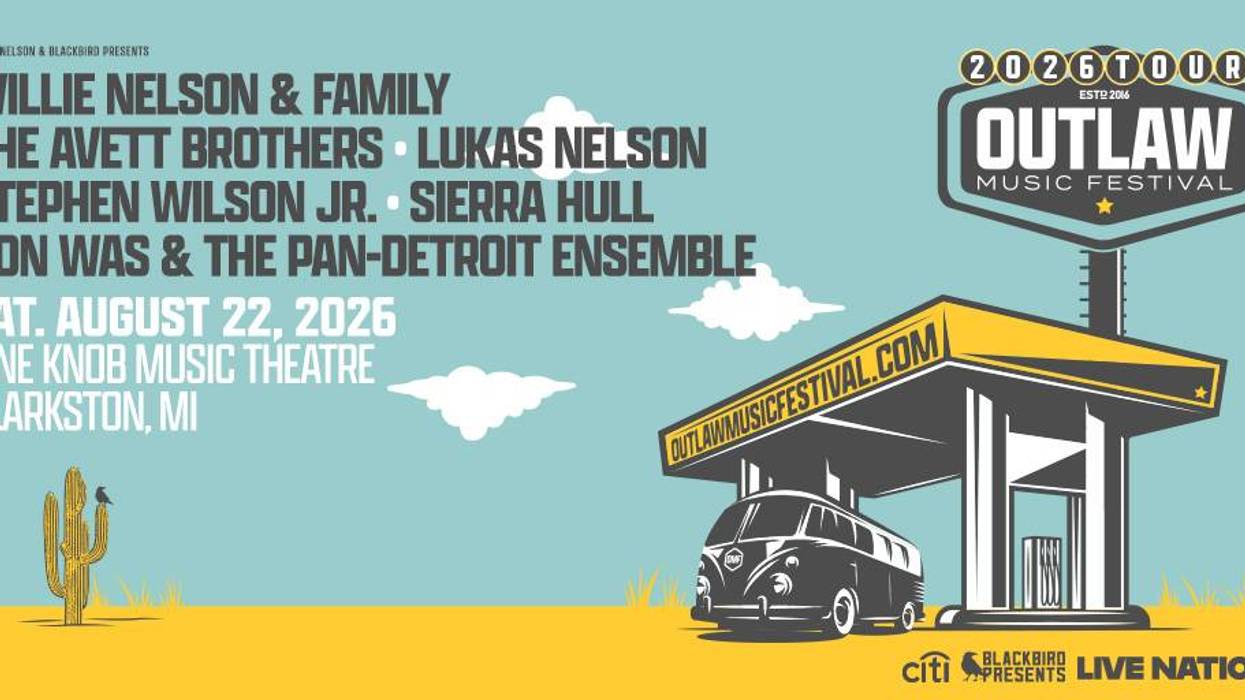 Outlaw Music Festival 2026 poster: Willie Nelson & Family, The Avett Brothers. Desert setting.