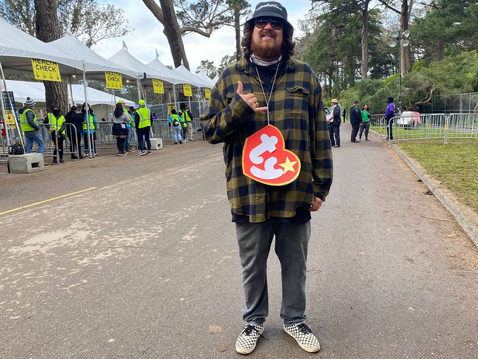 Outside Lands attendee dressed as a Beanie Baby.