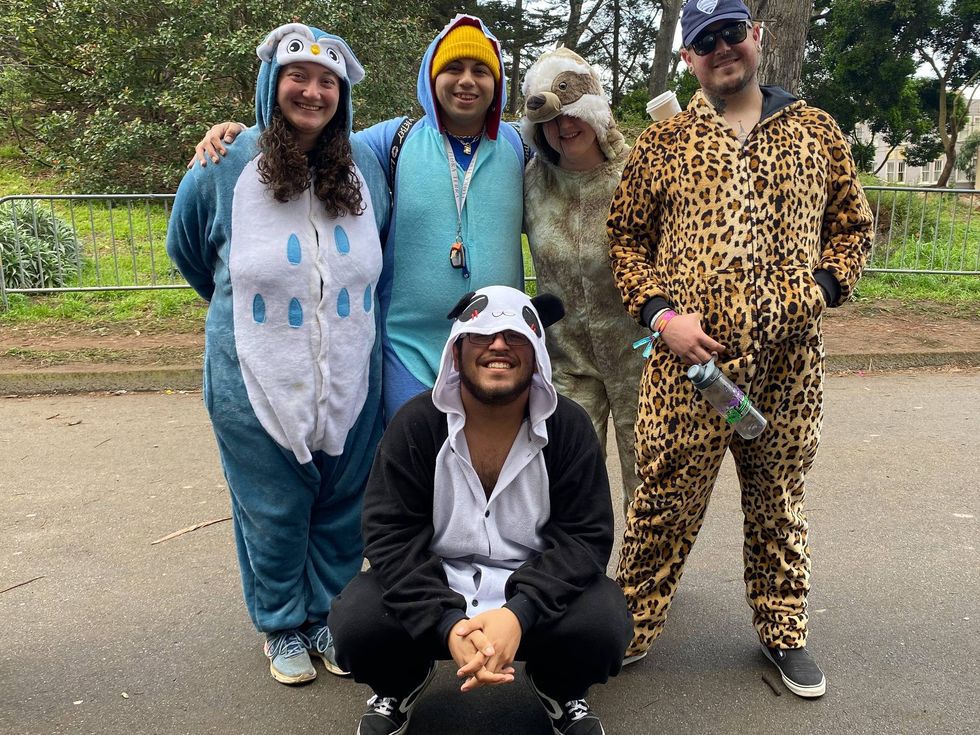 Outside Lands attendees dressed as animals.