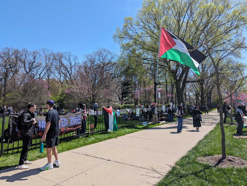 outside pro-Palestinian encampment