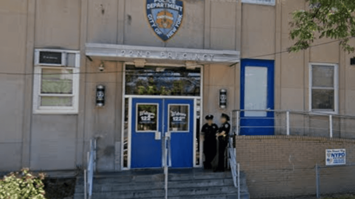 Outside the 122nd Precinct stationhouse on Hylan Boulevard