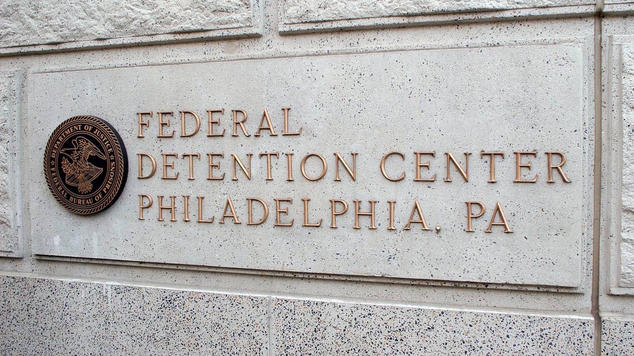 Outside the Federal Detention Center in Philadelphia, PA.