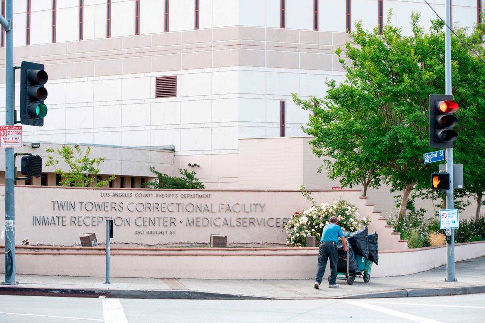 Outside view of the Twin Towers Correctional Facility, amid the Covid 19 pandemic, May 12, 2020, in Los Angeles, California.