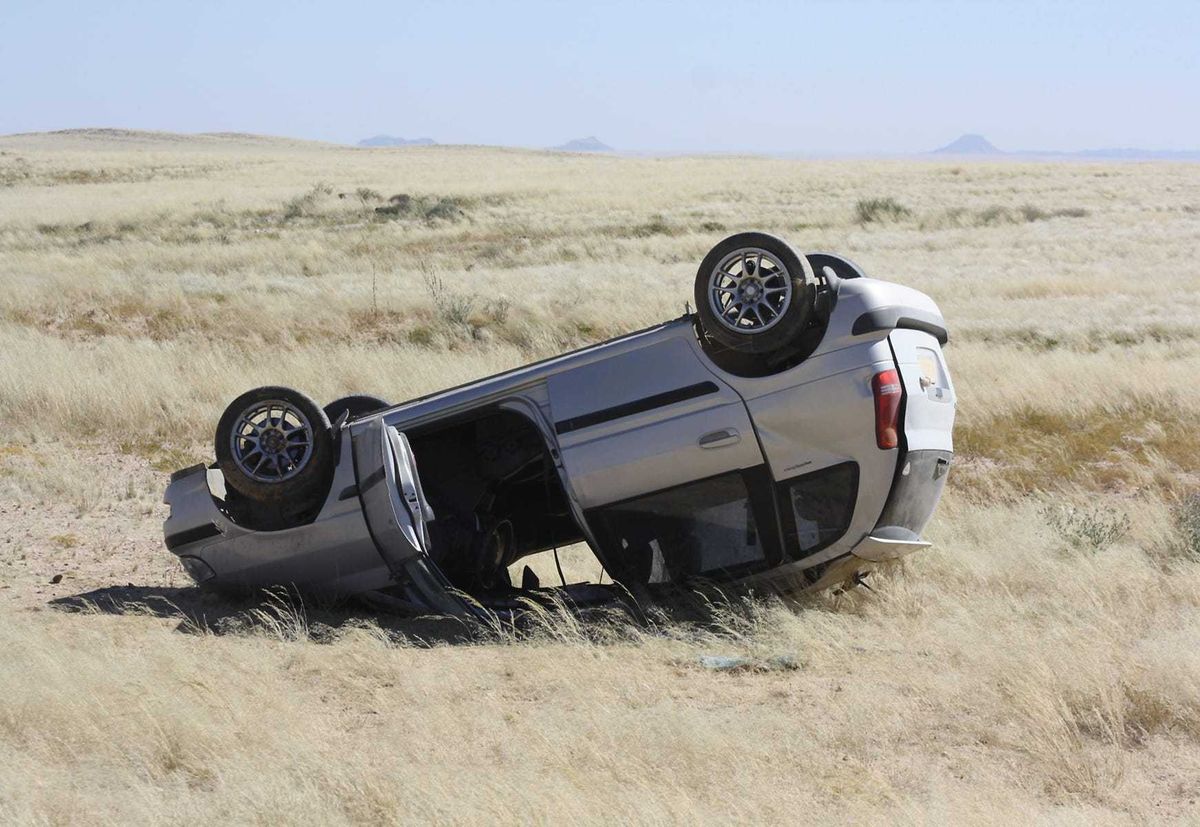 Overturned car in Remote Area