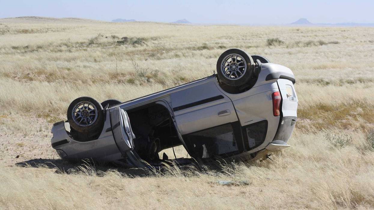 Overturned car in Remote Area
