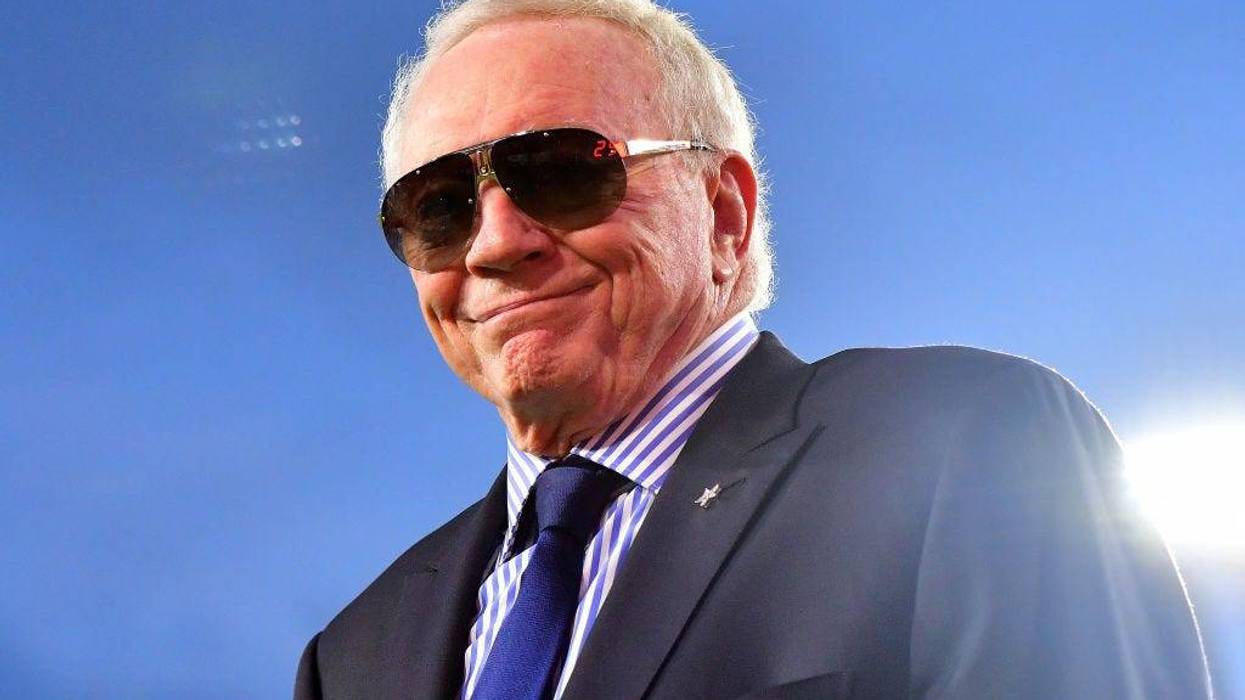 Owner Jerry Jones of the Dallas Cowboys looks on before the game against the Tampa Bay Buccaneers at Raymond James Stadium on September 09, 2021 in Tampa, Florida.