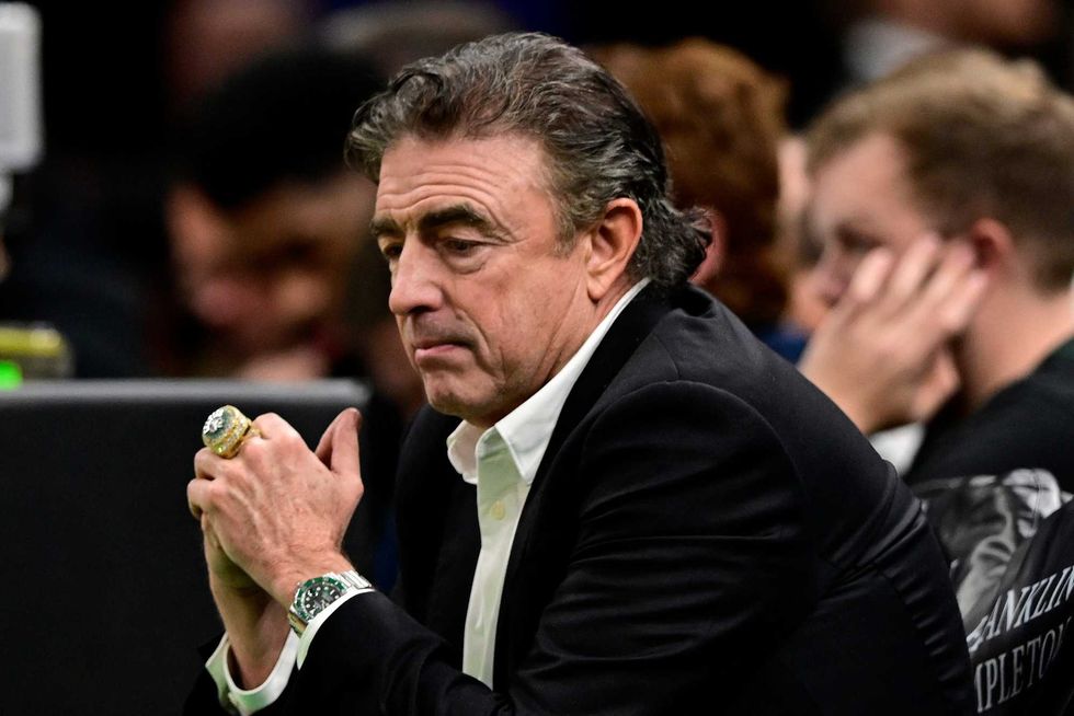 Owner Wyc Grousbeck of the Boston Celtics reacts during the second half of a game against the Sacramento Kings at TD Garden on January 10, 2025 in Boston, Massachusetts.