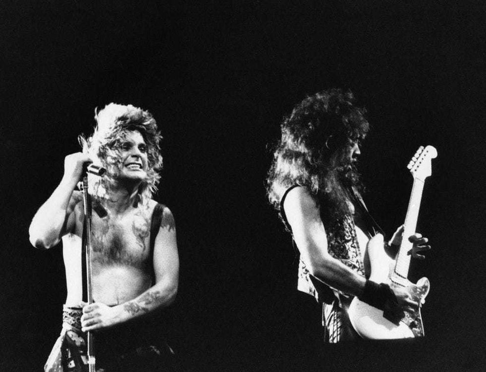 Ozzy Osbourne, left, performs, Jan. 17, 1985, at the Rock in Rio music festival in Rio de Janeiro, Brazil.