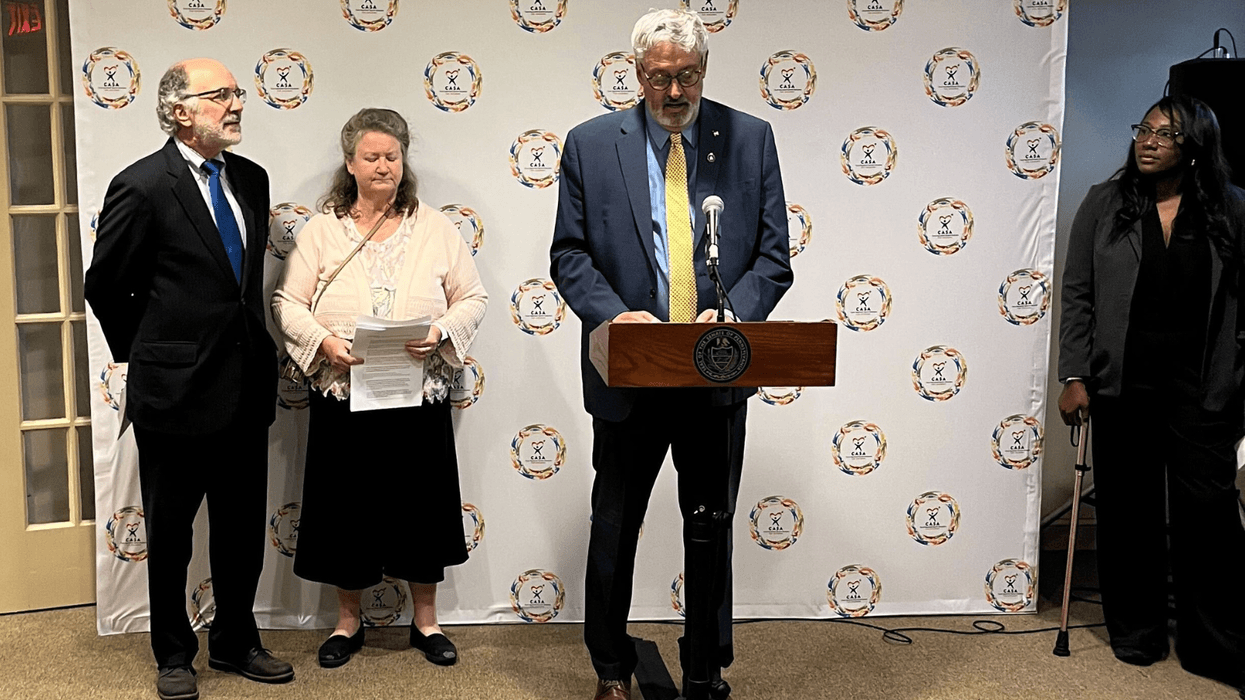 PA State Senator Tim Kearney speaks at an event in Media celebrating the passage of Act 23.