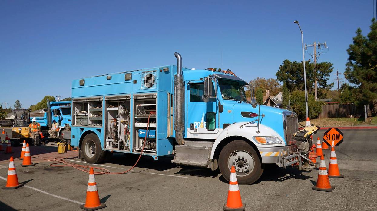 Pacific Gas & Electric crews work on October 09, 2019 in Vallejo, California. PG&E plans on cutting power to hundreds of thousands of customers across central and northern California as a precaution against starting wildfires.