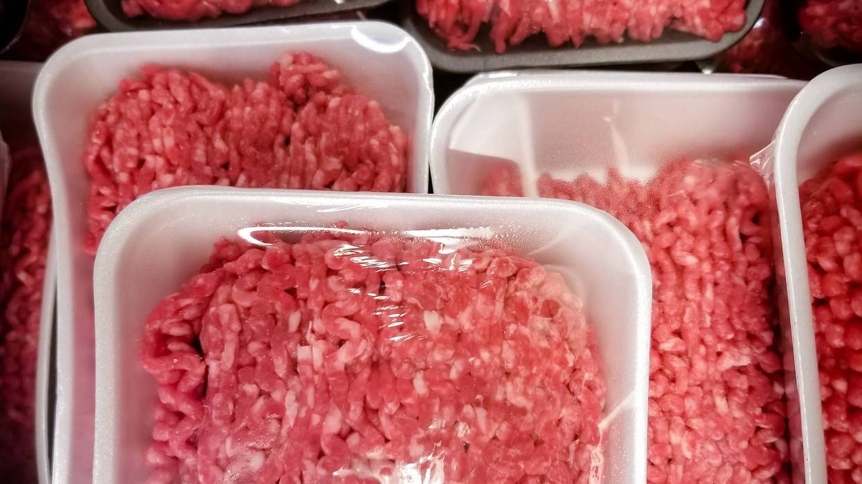 Packages of ground beef