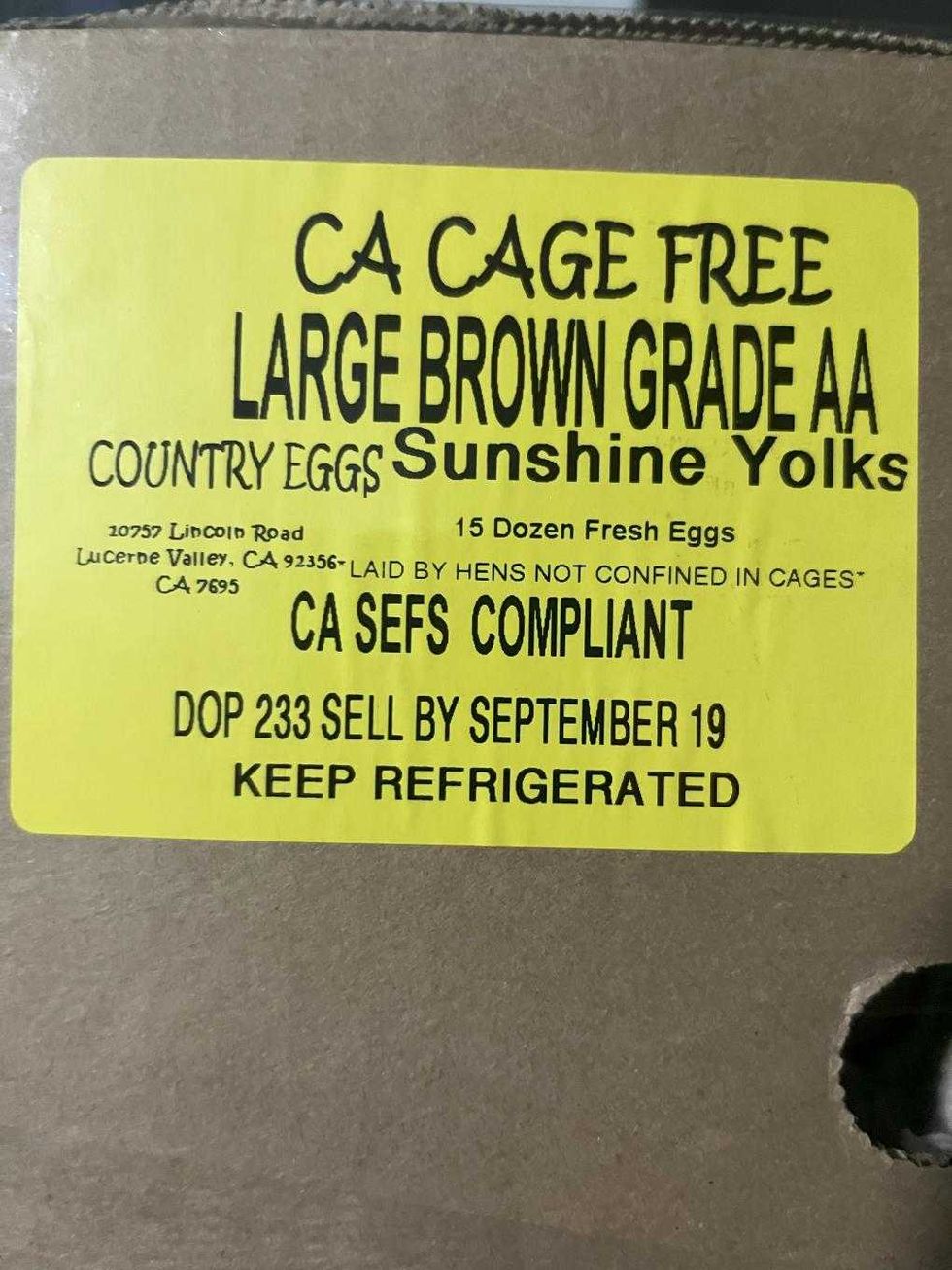 Packaging on recalled eggs