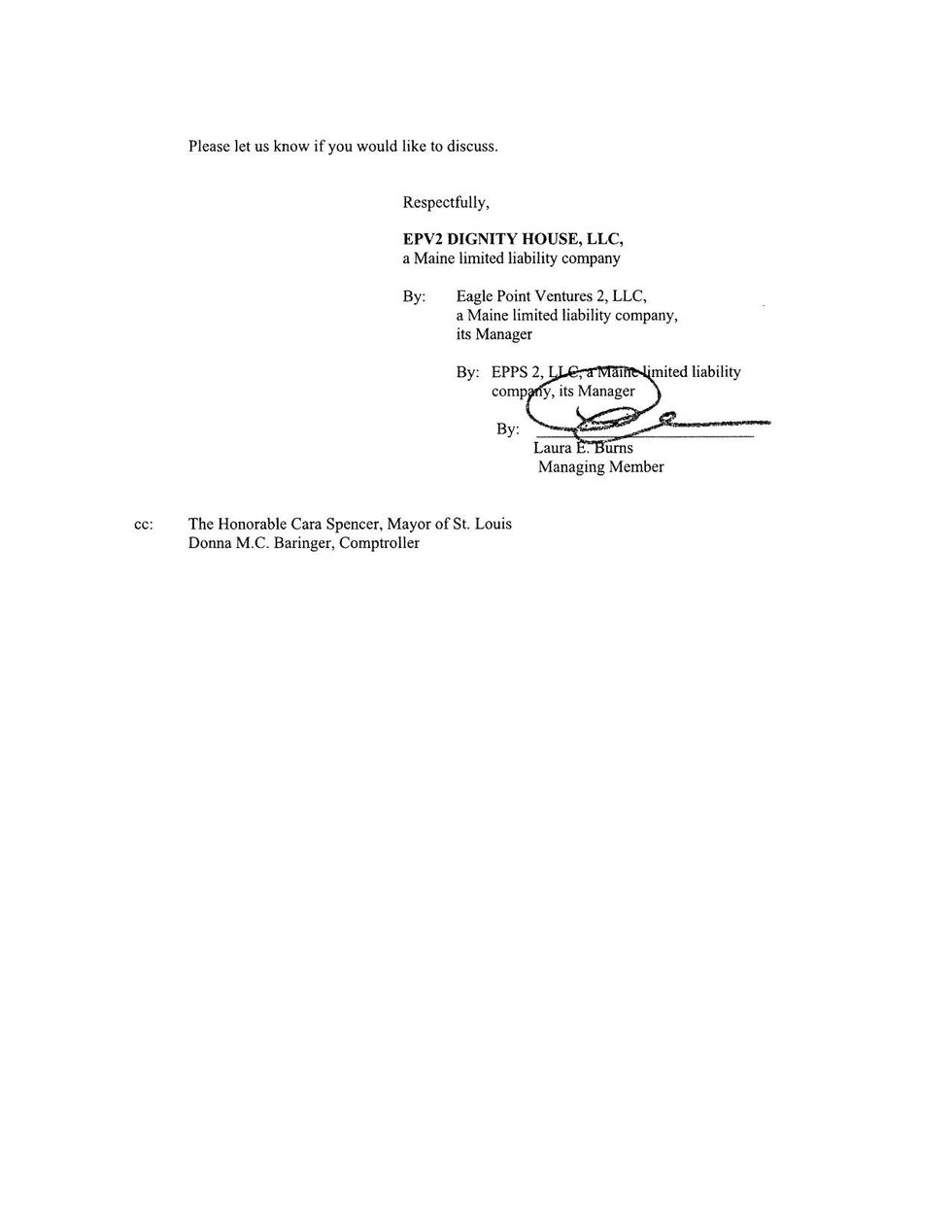 Page 2 of a letter from Eagle Point warning the deal to sell is in jeopardy