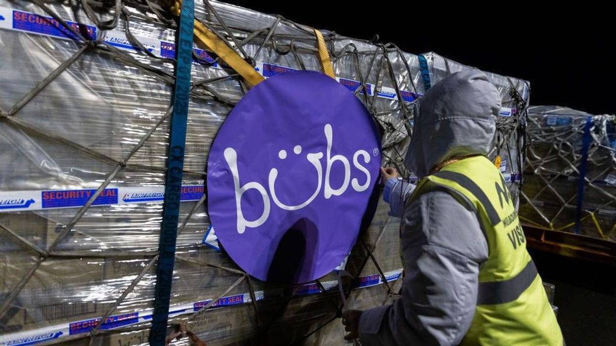 Pallets of Bubs baby formula at Melbourne Airport on June 12, 2022, in Melbourne, Australia.