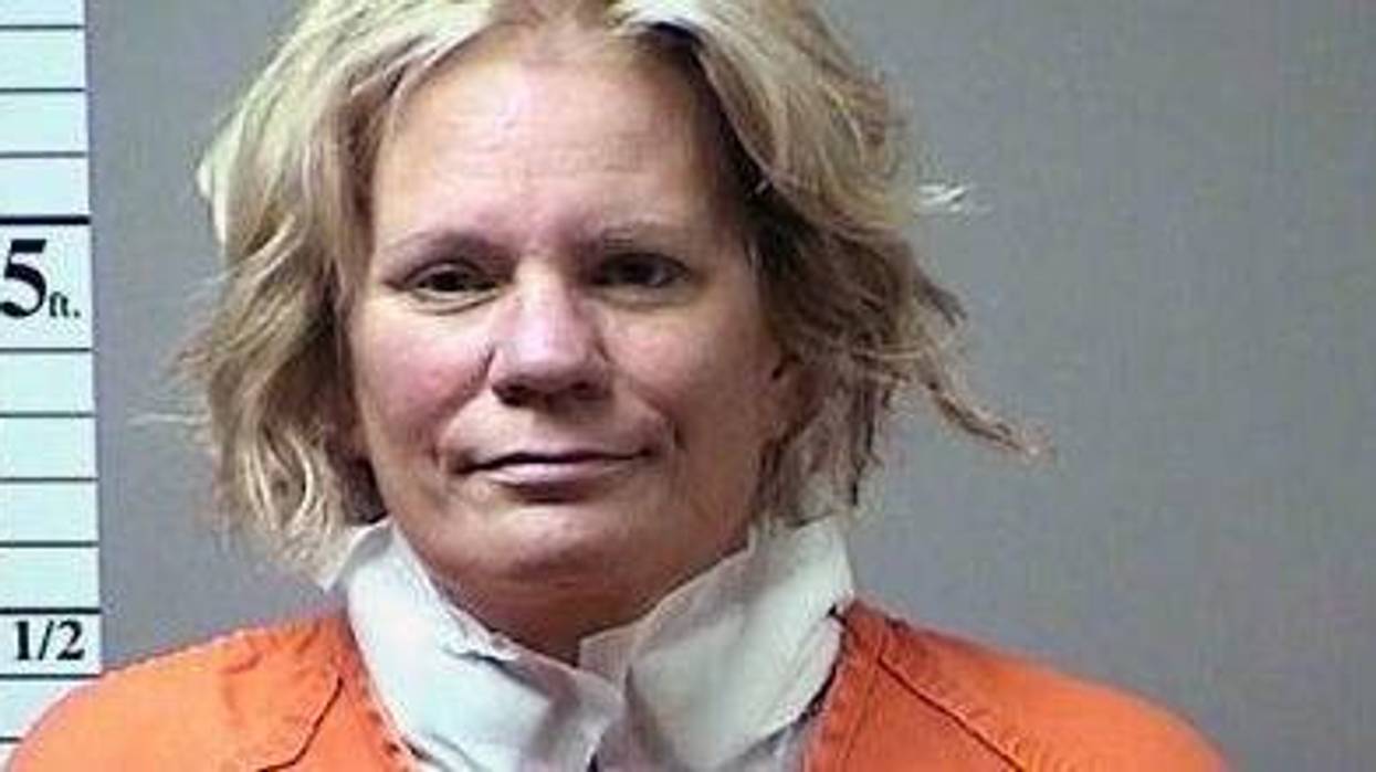 Pamela Hupp's mugshot after alleged suicide attempt with ink pen.