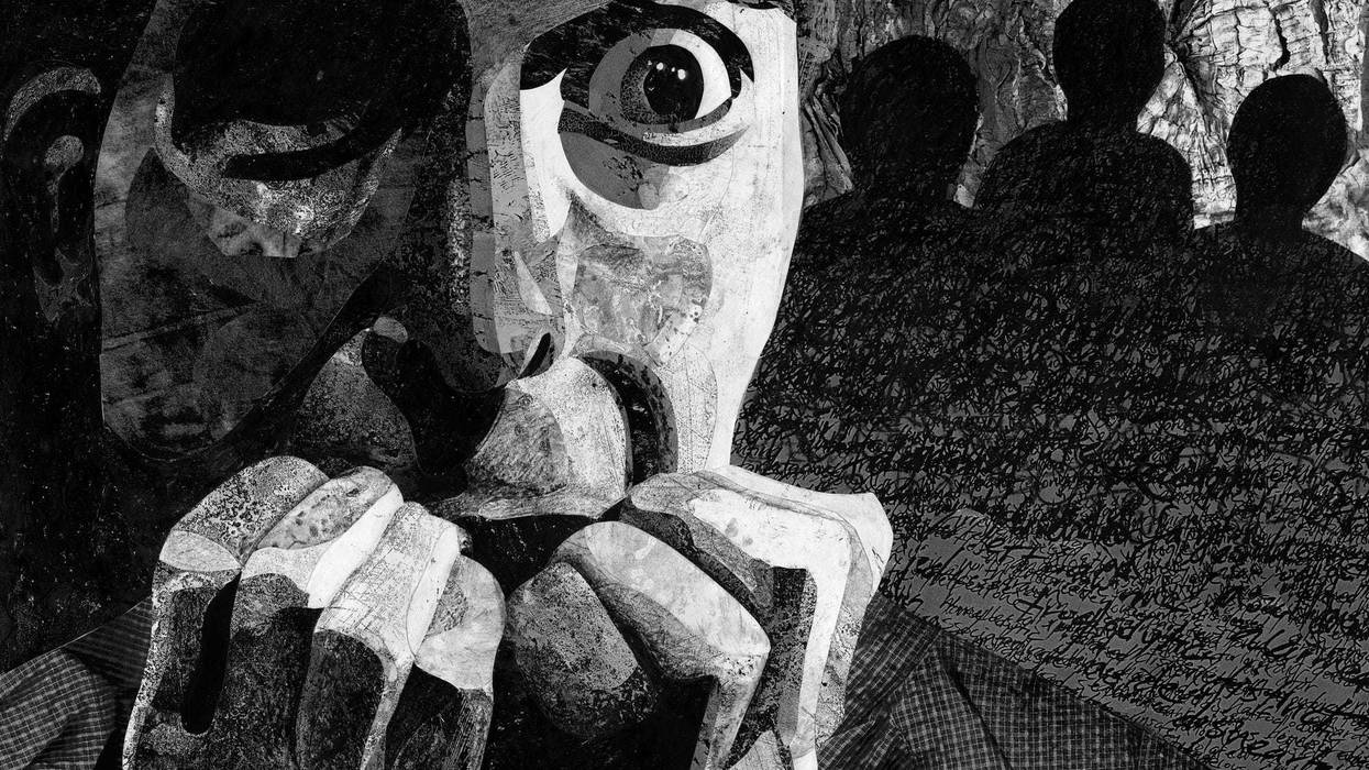 Panicked woman sketch.