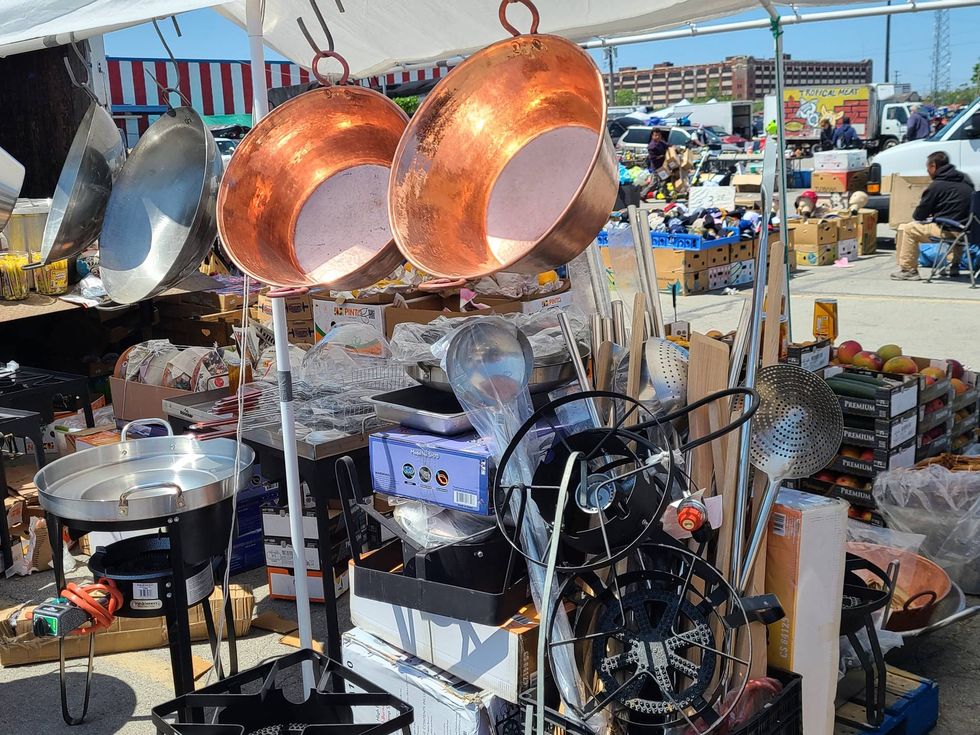 pans for sale at market