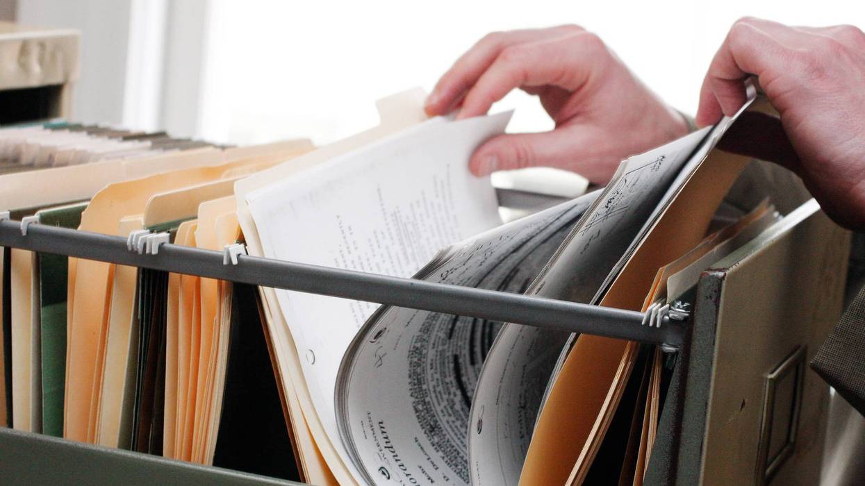 papers in a filing cabinet