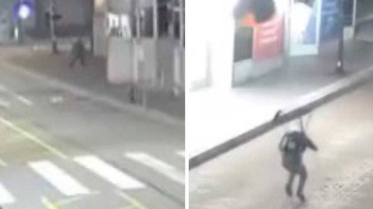 Parachuting men in Downtown Pittsburgh