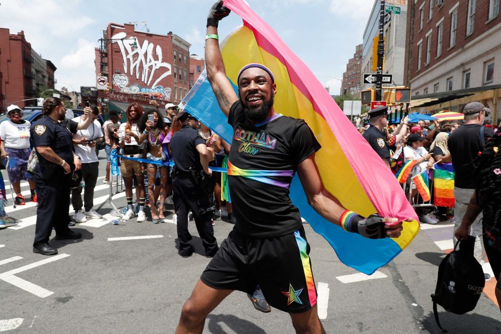 Parade participants celebrate New York City Pride on June 27, 2021 in New York City
